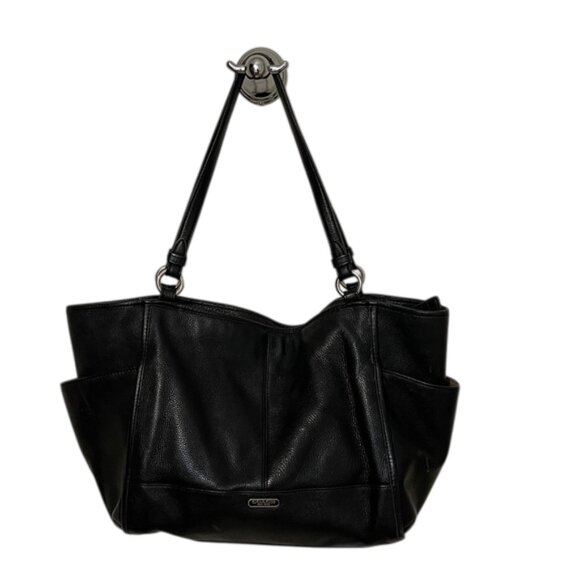 Coach Black Pebbled Leather Park Tote Shoulder Bag Career Utility Designer - Picture 2 of 13